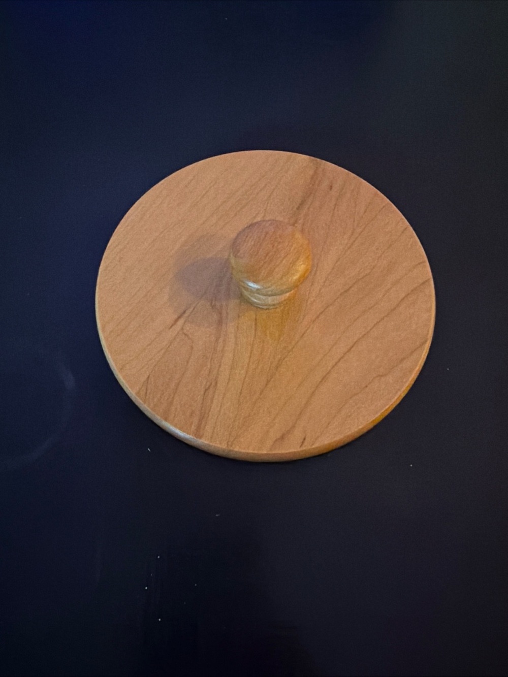 Round Wooden Longaberger Lid with Knob - Natural Wood 4.25 inches